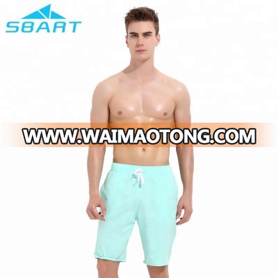 sbart new arrival mens solid color board short 100% polyester swim strunks high quality draw string beach shorts