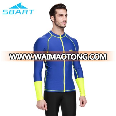 sbart brand long sleeve male free diving lycra rash guard shirts upf50+ surfing tops quick dry sports shirt with front zip