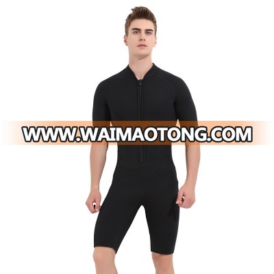 Men Short Sleeves Short Legs One-piece Wetsuit Snorkeling Diving Suit Black 3mm